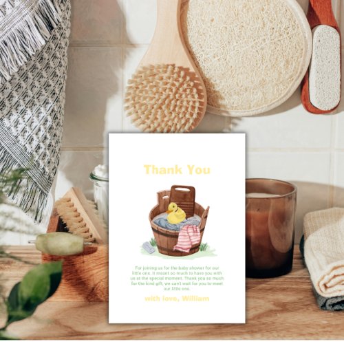 Splish Splash Laundry Tub Rubber Duck Baby Shower Thank You Card