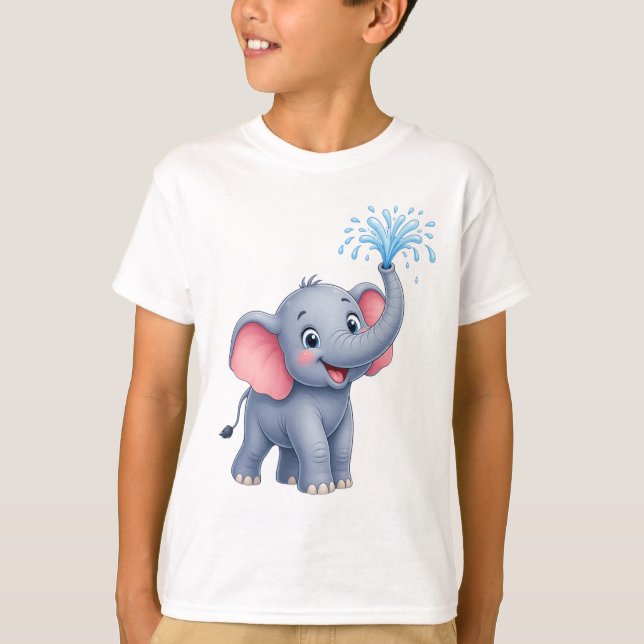 Splish Splash! Little Elephant Water Fun T-Shirt (Front)