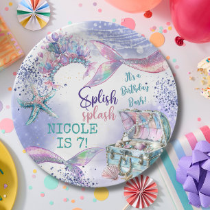 Splish splash magic mermaid birthday bash paper plates