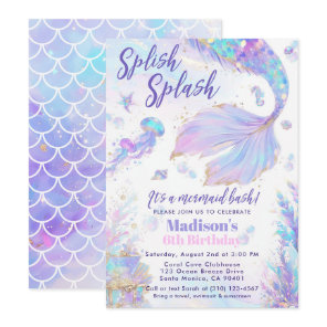 Splish Splash Mermaid Bash Birthday Invitation