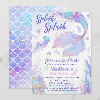 Splish Splash Mermaid Bash Birthday Invitation
