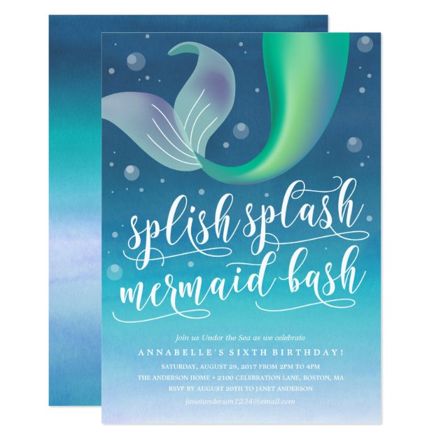 Splish Splash Mermaid Bash Birthday Invitation