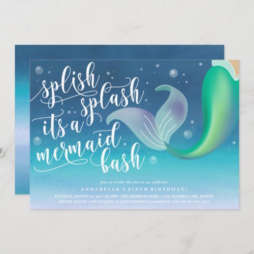 Splish Splash Mermaid Bash Birthday Invitation