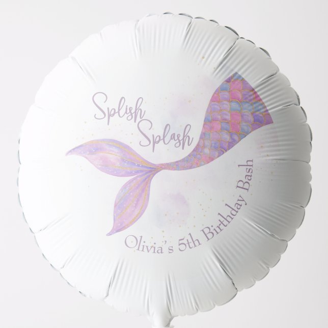 Splish Splash Mermaid Birthday Balloon (Front)