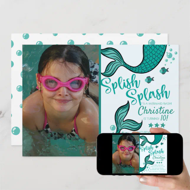 Splish Splash Mermaid Birthday Bash Invitation Zazzle