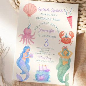 Splish Splash Mermaid Birthday Bash  Invitation