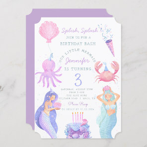 Splish Splash Mermaid Birthday Bash  Invitation