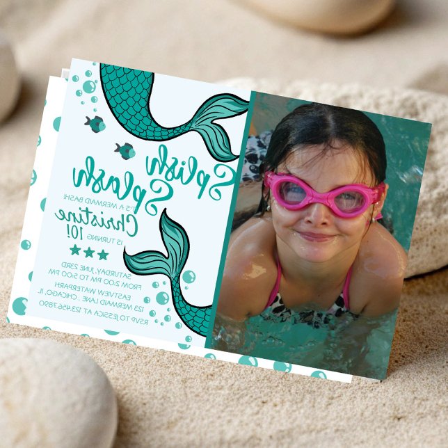 Splish Splash Mermaid Birthday Bash  Invitation (Creator Uploaded)