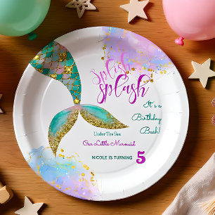 Splish splash mermaid birthday bash paper plates