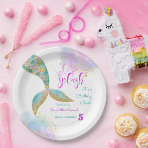 Splish splash mermaid birthday bash paper plates