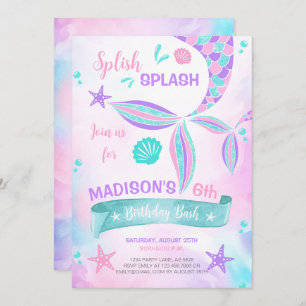 Splish Splash Mermaid Birthday Invitation