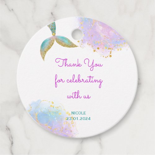 Splish splash mermaid birthday thank you favor tags