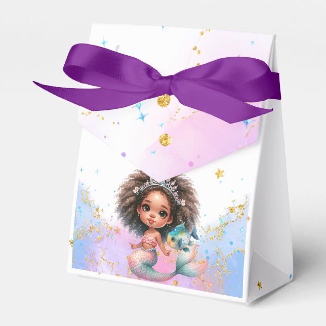 Splish Splash Mermaid Party Birthday Favor Box (Front Side)