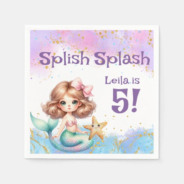 Splish Splash Mermaid Party   Napkins (Front)