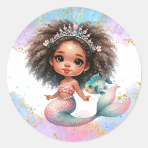Splish Splash Mermaid Party Plain Classic Round Sticker