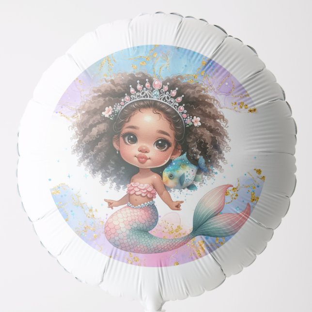 Splish Splash Mermaid Party Plain Helium Balloon (Front)
