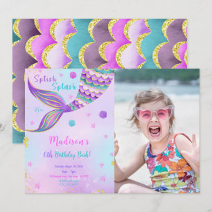 Splish Splash Mermaid Photo Invitation