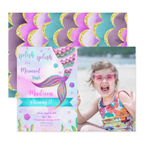 Splish Splash Mermaid Photo Invitation