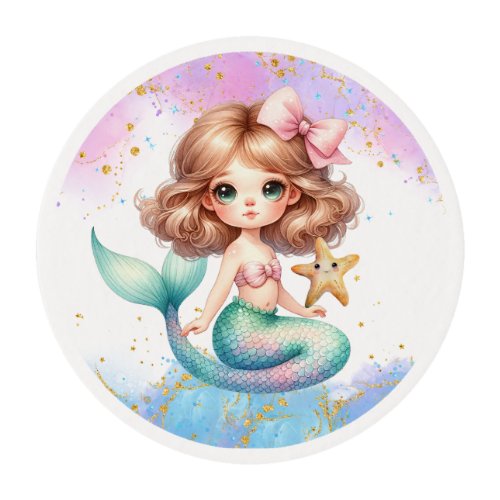 Splish Splash Mermaid Plain Party   Edible Frosting Rounds