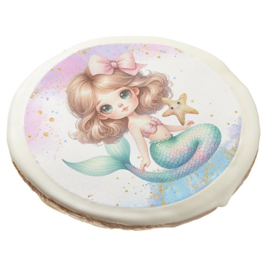 Splish Splash Mermaid Plain Party Sugar Cookies (Angled)