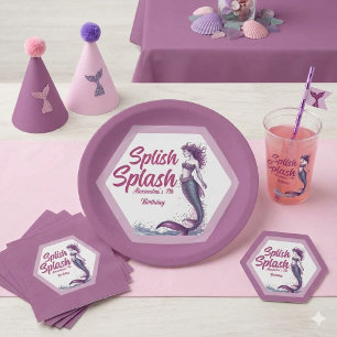 Splish Splash Mermaid Pool Party Birthday  Paper Plates