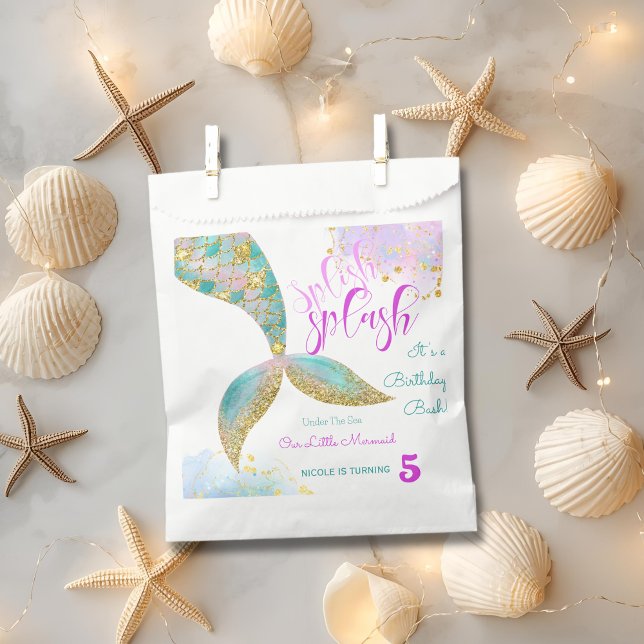 Splish splash mermaid sea birthday bash favor bag (Creator Uploaded)