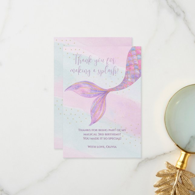 Splish Splash Mermaid Thank You Card  (Front/Back In Situ)