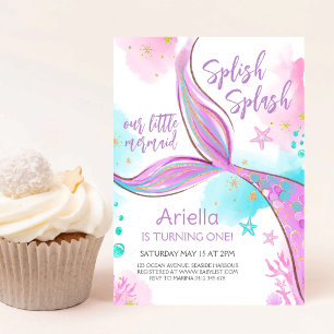 Splish Splash Mermaid Under the Sea Birthday Invitation