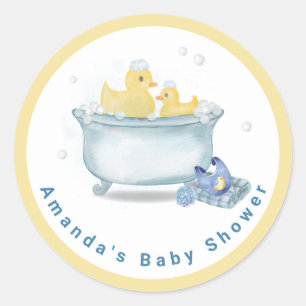 Splish Splash Mommy Duck Bathtub Baby Shower Classic Round Sticker