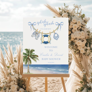 Splish Splash Nautical Beach Baby Shower Welcome Foam Board