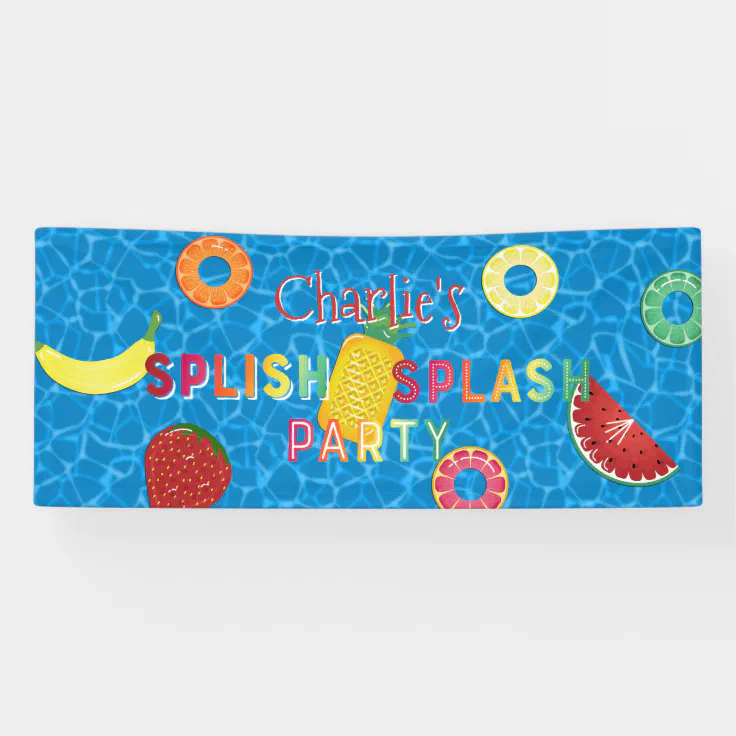 Blue Cool Pool Party Personalized Banner 