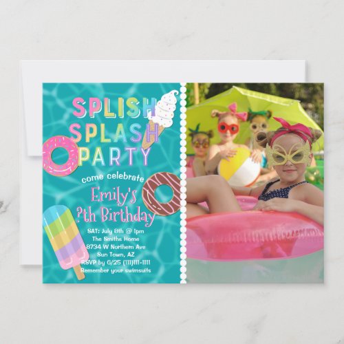 Splish Splash Party l Pool Birthday l Sweet Treats Invitation