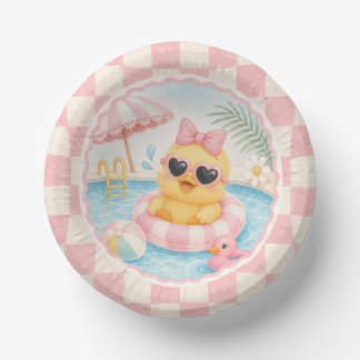 Splish Splash Pink Duck Pool Party Paper Plates Bowls