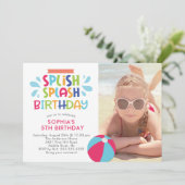 Splish Splash Pool Birthday Invitation (Standing Front)