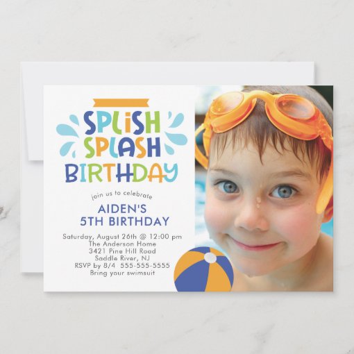 Splish Splash Pool Birthday Invitation | Zazzle