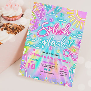 Splash Bash Party Beverage Card Wrap Drink Label Sign Tag Birthday Pool  Beach Swimming Swim Ocean Wave Boogie Bear Invitations Douglas Theme