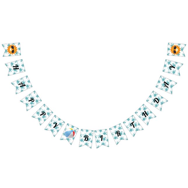 Splish Splash Pool Happy Birthday  Bunting Flags (All)