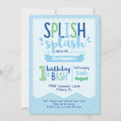 Splish Splash Pool Party 1st Birthday Invitation (Front)
