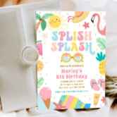 Girl Pink Summer Pool Party Birthday Invitation
