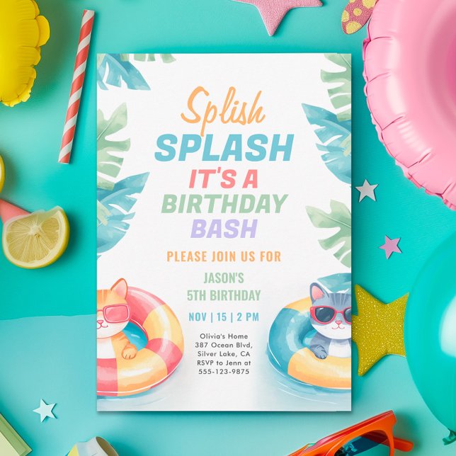 Splish Splash Pool Party Birthday Invitation (Creator Uploaded)