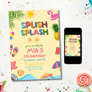 Splish Splash Pool Party Birthday Invitation