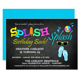 Splish Splash Pool Party Birthday Invitations