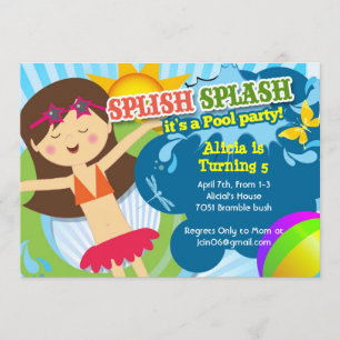 Splish Splash pool party birthday party invitation
