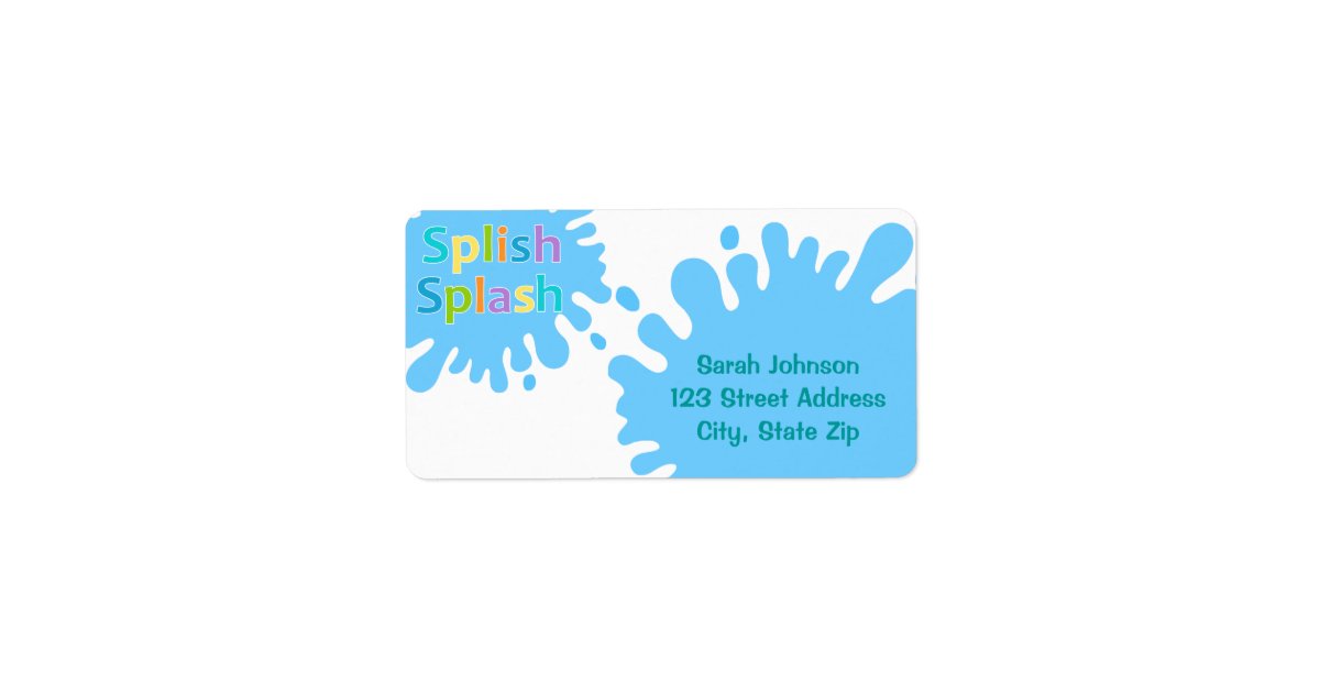 Splash Address Splish Splash Pool Party Boy Address Label | Zazzle