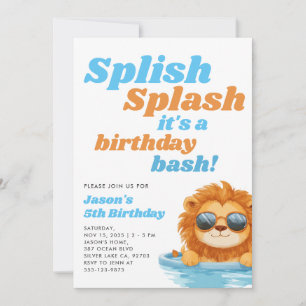 Splish Splash Pool Party Boy Birthday Invitation