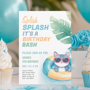 Splish Splash Pool Party Boy Birthday Invitation