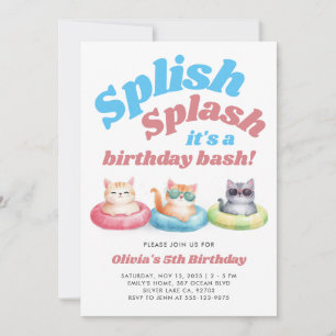 Splish Splash Pool Party Girl Birthday Invitation