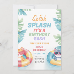 Splish Splash Pool Party Girl Birthday Invitation