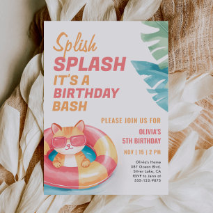 Splish Splash Pool Party Girl Birthday Invitation