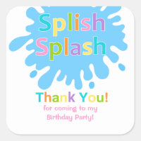 Splish Splash Pool Party Girl Birthday Sticker